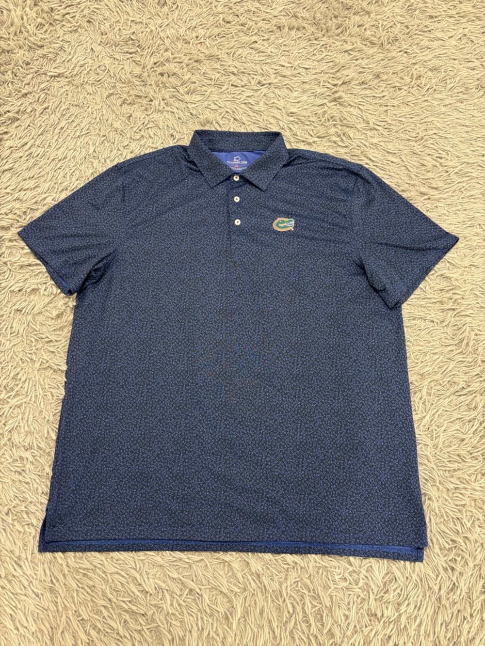 Southern Tide Mens 2XL Florida Gators Golf Shirt Polo Driver Gameplay Print Blue